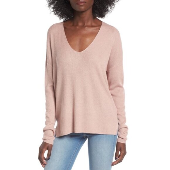 Nordstrom Ribbed V-neck Sweater Women’s Small NWT - Picture 1 of 10